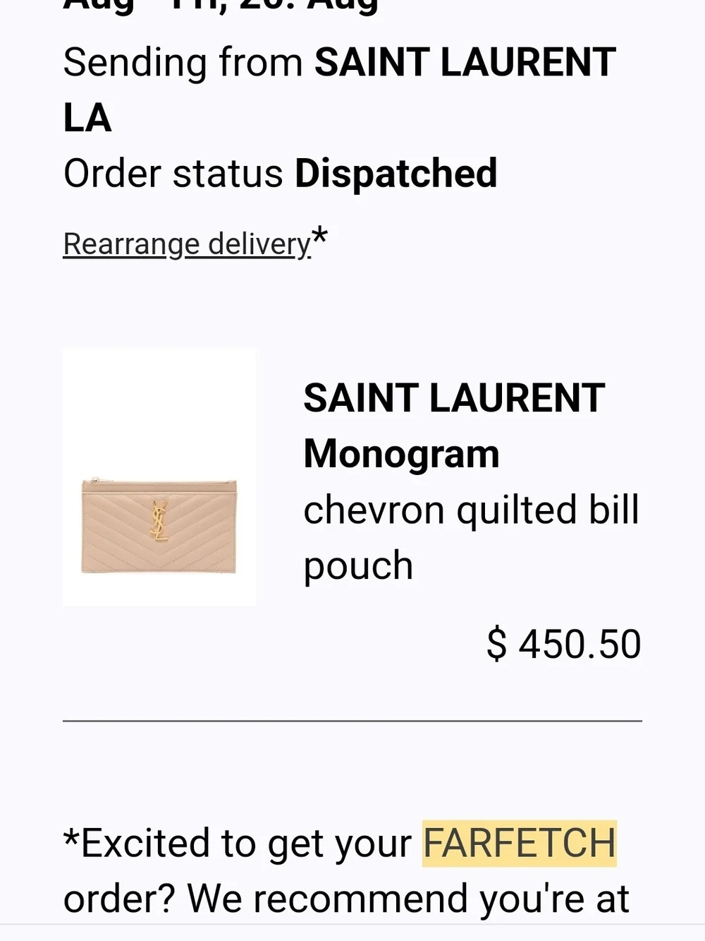 Saint Laurent Beige Quilted Leather Zip Pouch with Gold YSL Logo